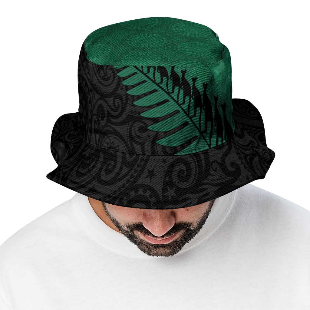 Australia New Zealand Rugby Bucket Hat Green Aboriginal Wallabies and Maori Black Fern - Aussie Hoodie