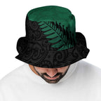 Australia New Zealand Rugby Bucket Hat Green Aboriginal Wallabies and Maori Black Fern - Aussie Hoodie