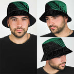 Australia New Zealand Rugby Bucket Hat Green Aboriginal Wallabies and Maori Black Fern - Aussie Hoodie