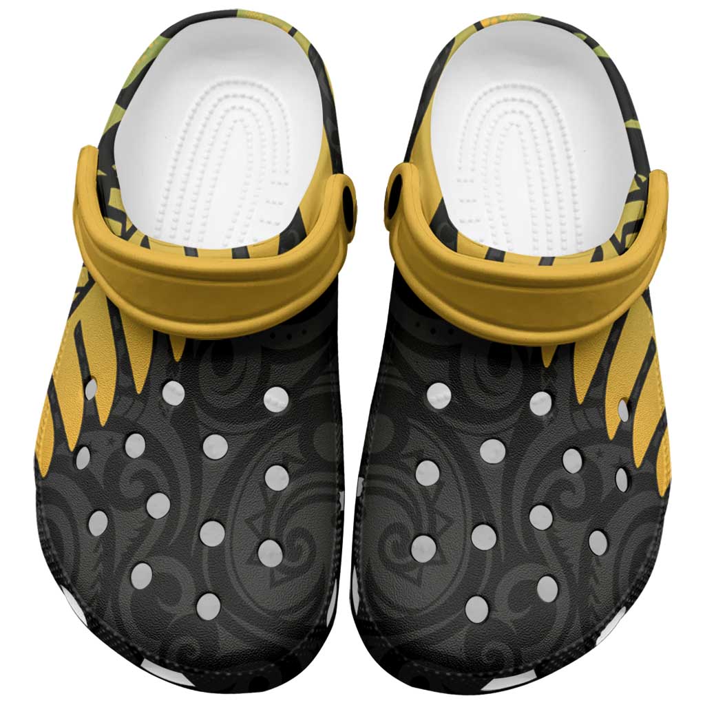 Australia New Zealand Rugby Clogs Shoes Gradient Aboriginal Wallabies and Maori Black Fern - Aussie Hoodie