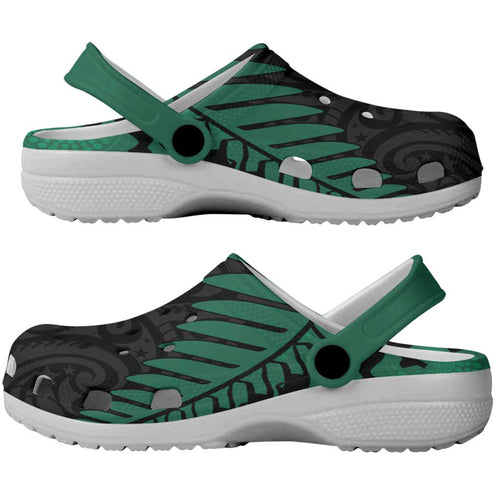 Australia New Zealand Rugby Clogs Shoes Green Aboriginal Wallabies and Maori Black Fern - Aussie Hoodie