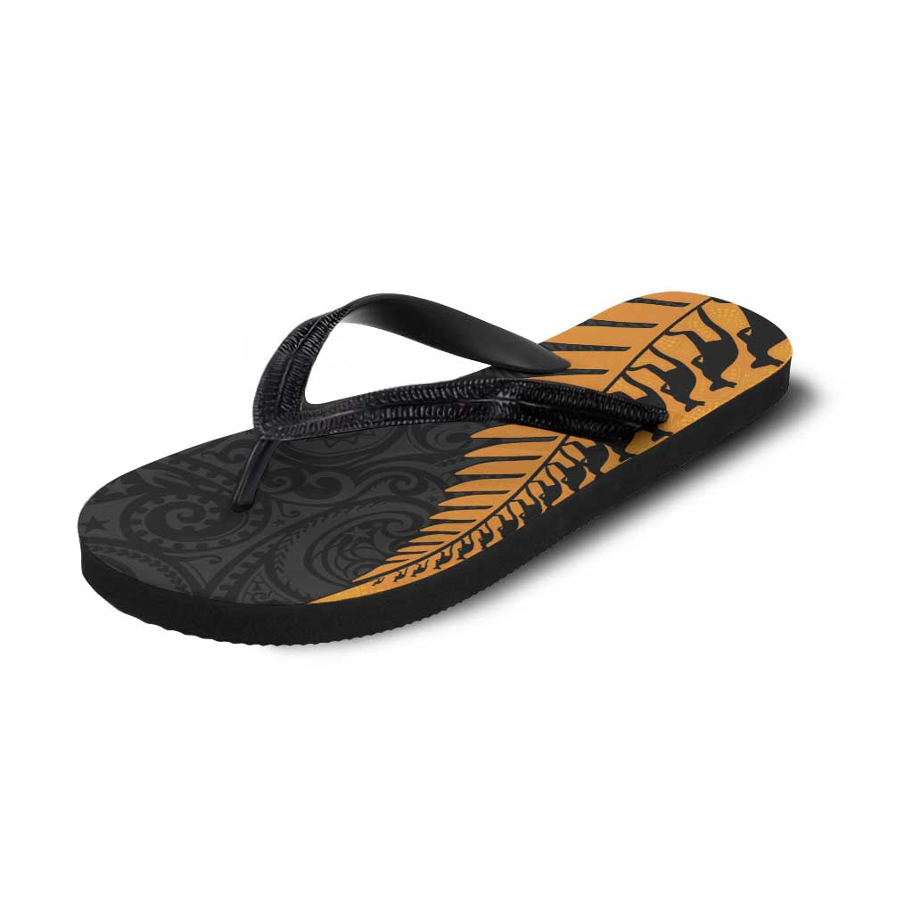 Australia New Zealand Rugby Flip Flops Gold Aboriginal Wallabies and Maori Black Fern - Aussie Hoodie