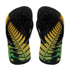 Australia New Zealand Rugby Flip Flops Gradient Aboriginal Wallabies and Maori Black Fern - Aussie Hoodie