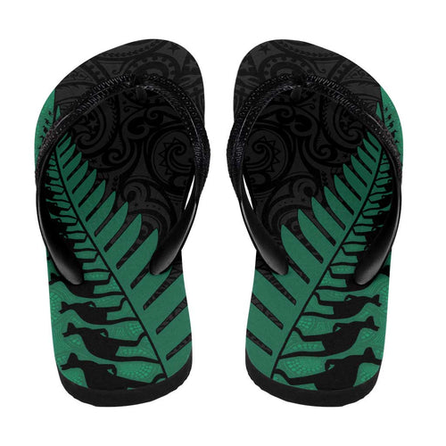 Australia New Zealand Rugby Flip Flops Green Aboriginal Wallabies and Maori Black Fern - Aussie Hoodie