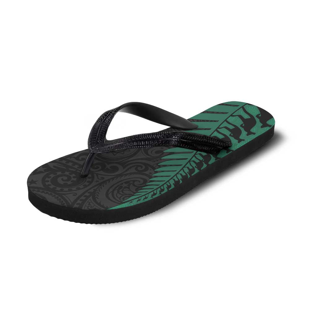 Australia New Zealand Rugby Flip Flops Green Aboriginal Wallabies and Maori Black Fern - Aussie Hoodie