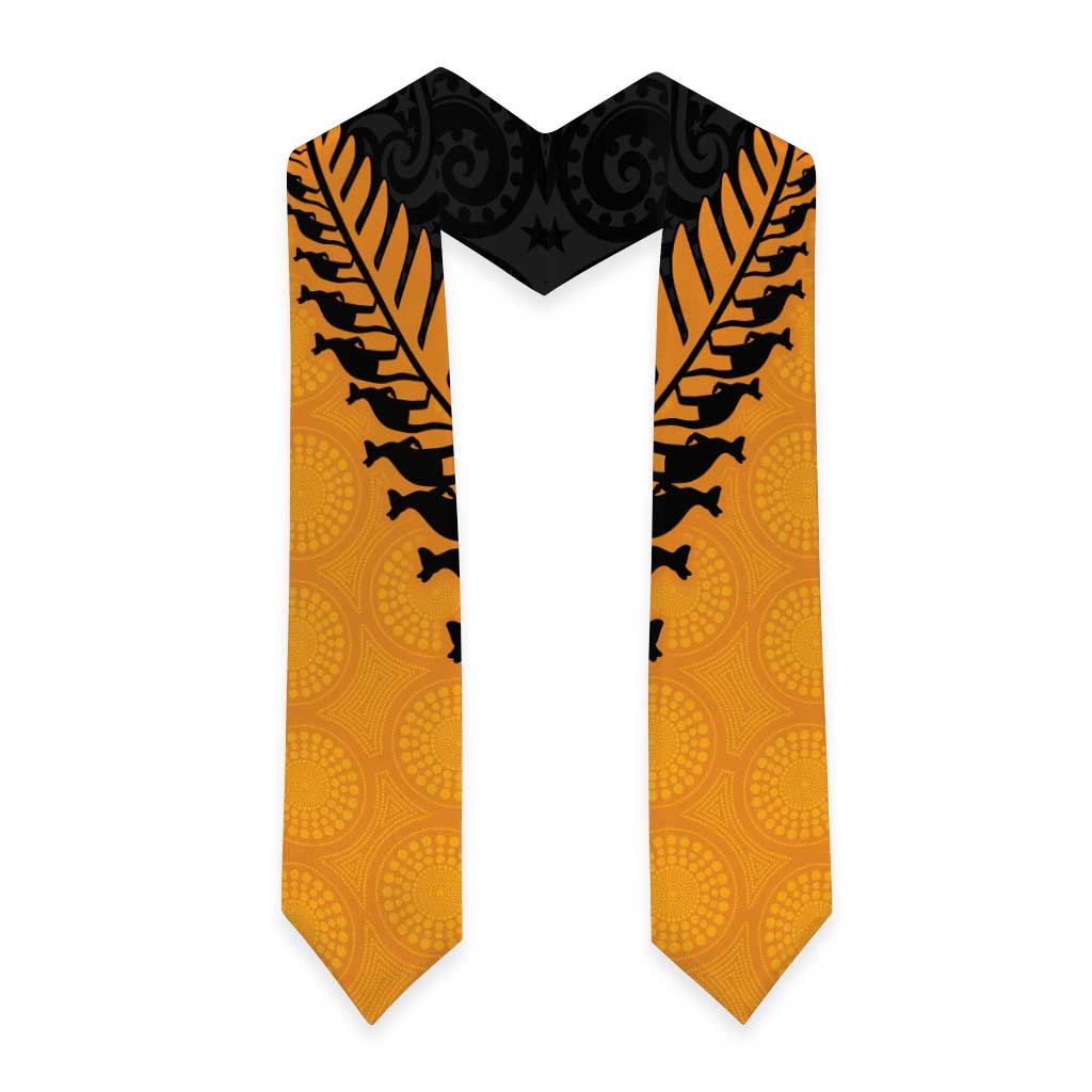 Australia New Zealand Rugby Graduation Stole Gold Aboriginal Wallabies and Maori Black Fern - Aussie Hoodie