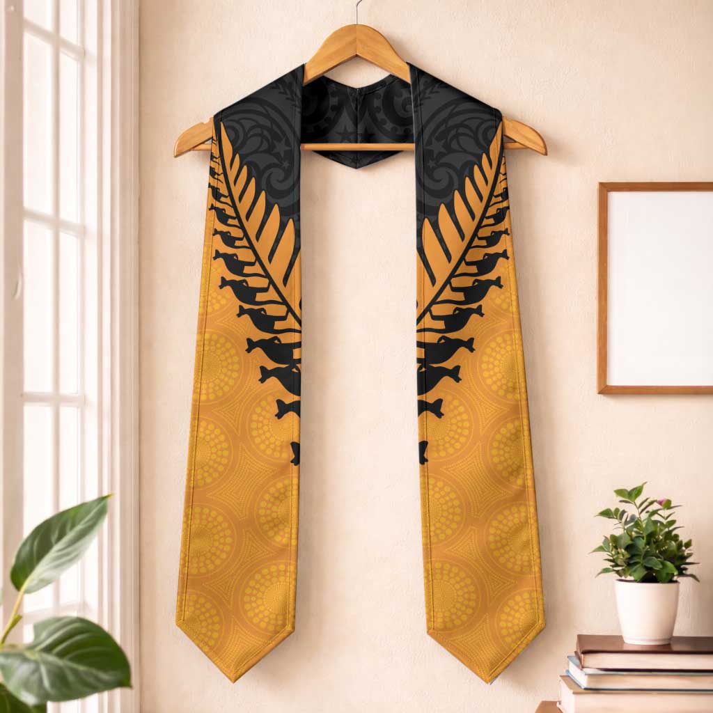 Australia New Zealand Rugby Graduation Stole Gold Aboriginal Wallabies and Maori Black Fern - Aussie Hoodie