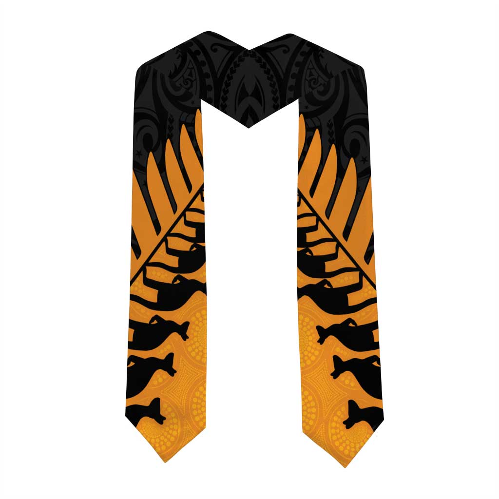 Australia New Zealand Rugby Graduation Stole Gold Aboriginal Wallabies and Maori Black Fern - Aussie Hoodie