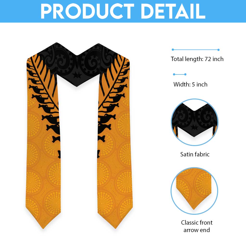 Australia New Zealand Rugby Graduation Stole Gold Aboriginal Wallabies and Maori Black Fern - Aussie Hoodie