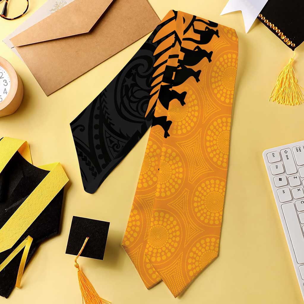 Australia New Zealand Rugby Graduation Stole Gold Aboriginal Wallabies and Maori Black Fern - Aussie Hoodie