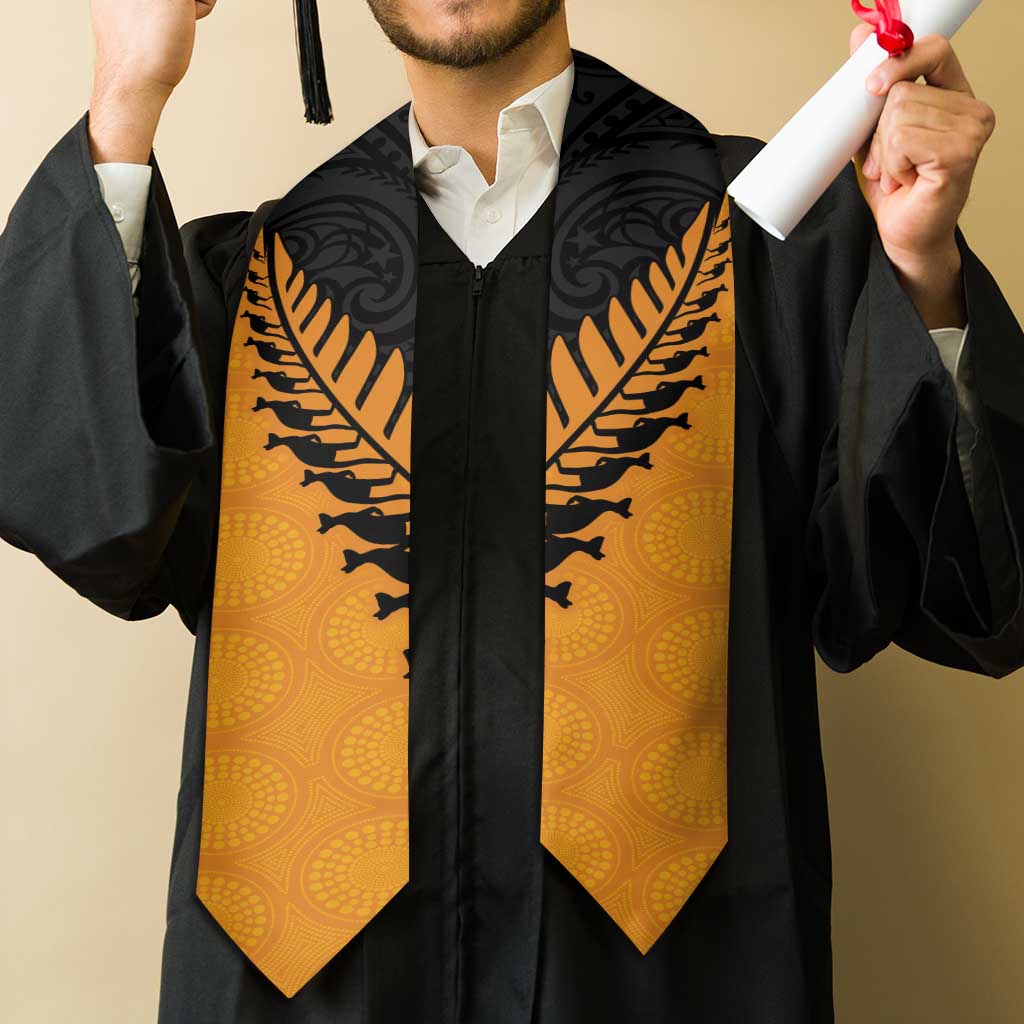 Australia New Zealand Rugby Graduation Stole Gold Aboriginal Wallabies and Maori Black Fern - Aussie Hoodie