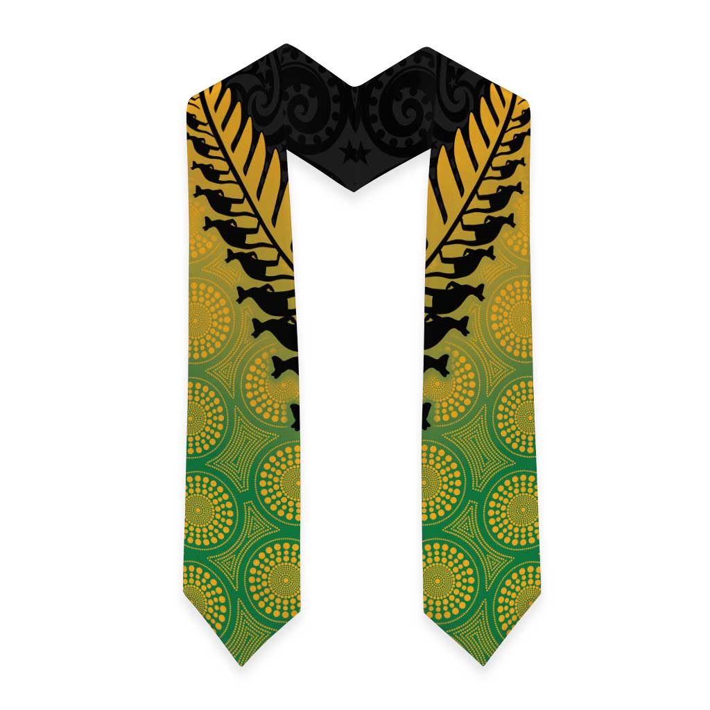 Australia New Zealand Rugby Graduation Stole Gradient Aboriginal Wallabies and Maori Black Fern - Aussie Hoodie