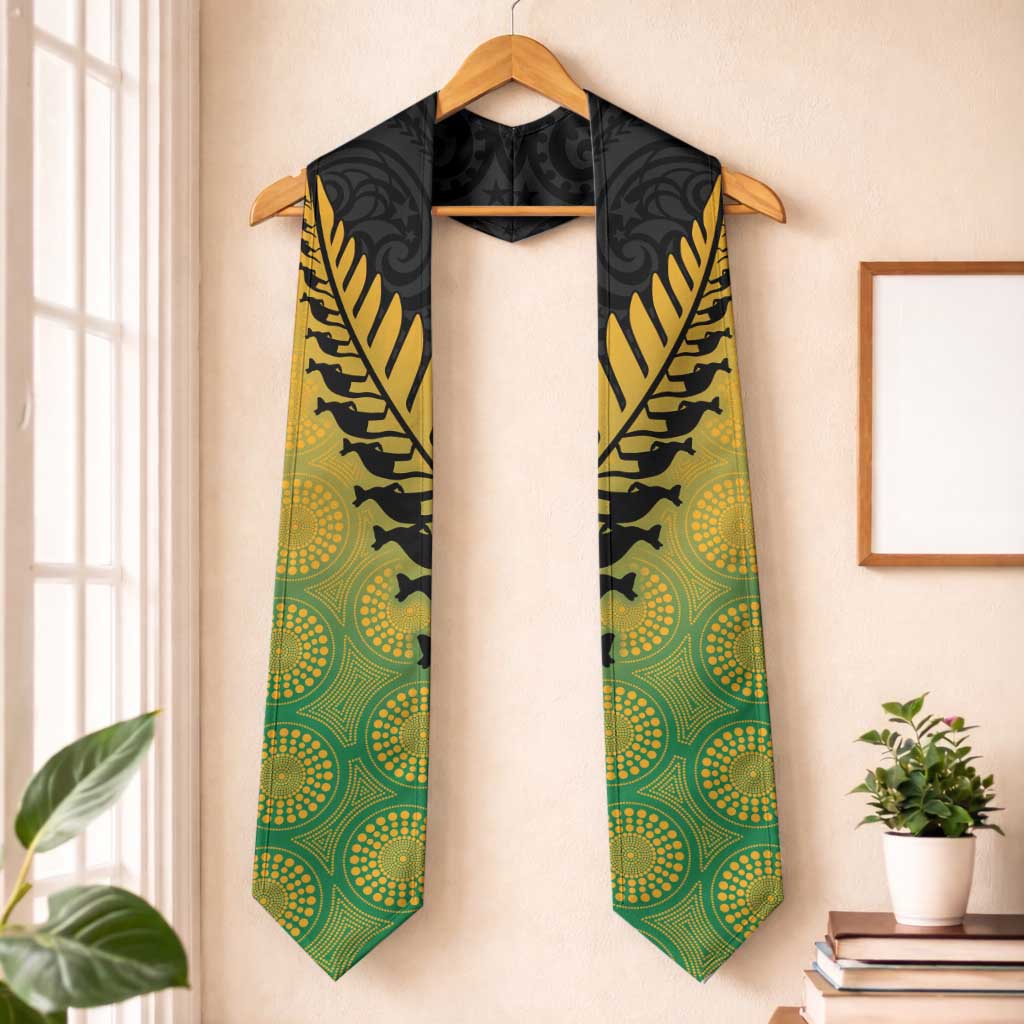 Australia New Zealand Rugby Graduation Stole Gradient Aboriginal Wallabies and Maori Black Fern - Aussie Hoodie