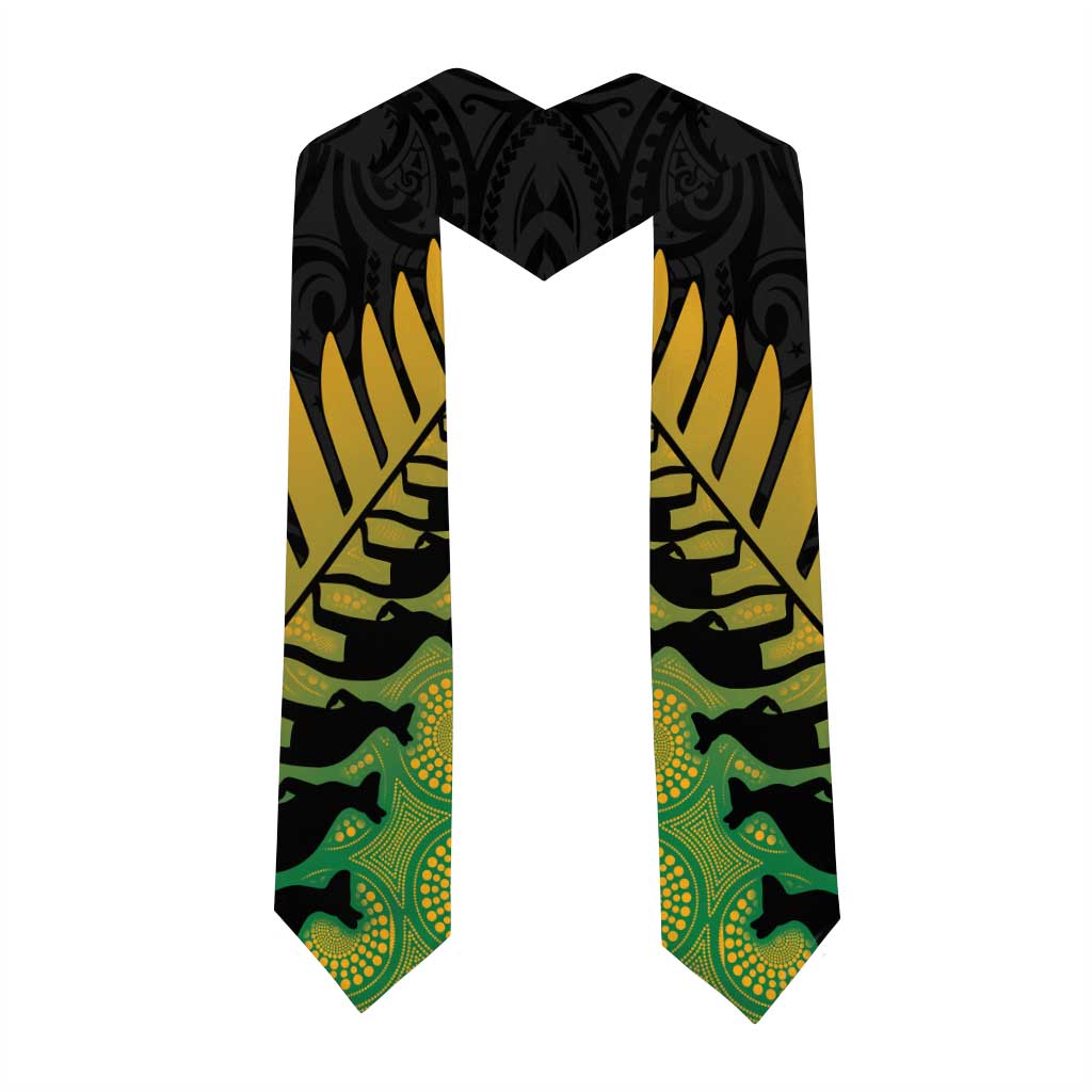 Australia New Zealand Rugby Graduation Stole Gradient Aboriginal Wallabies and Maori Black Fern - Aussie Hoodie