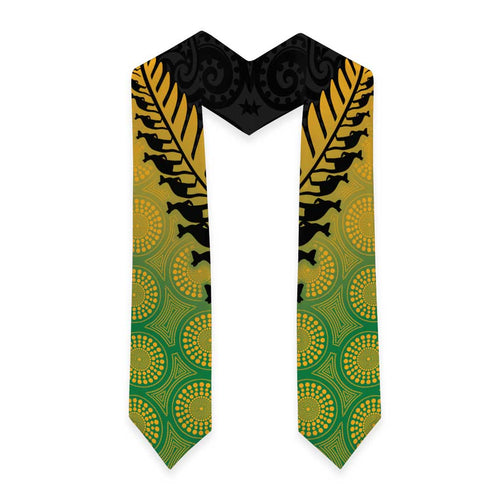 Australia New Zealand Rugby Graduation Stole Gradient Aboriginal Wallabies and Maori Black Fern - Aussie Hoodie