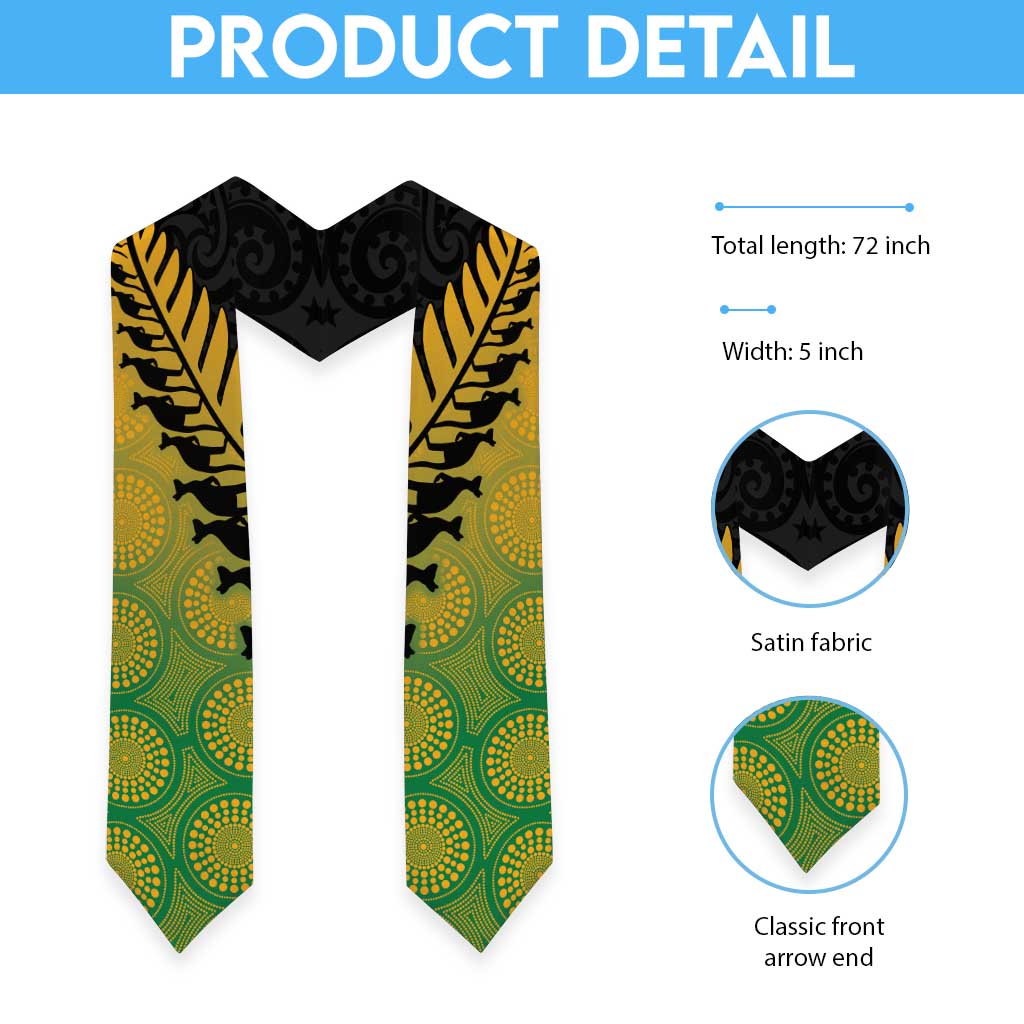 Australia New Zealand Rugby Graduation Stole Gradient Aboriginal Wallabies and Maori Black Fern - Aussie Hoodie