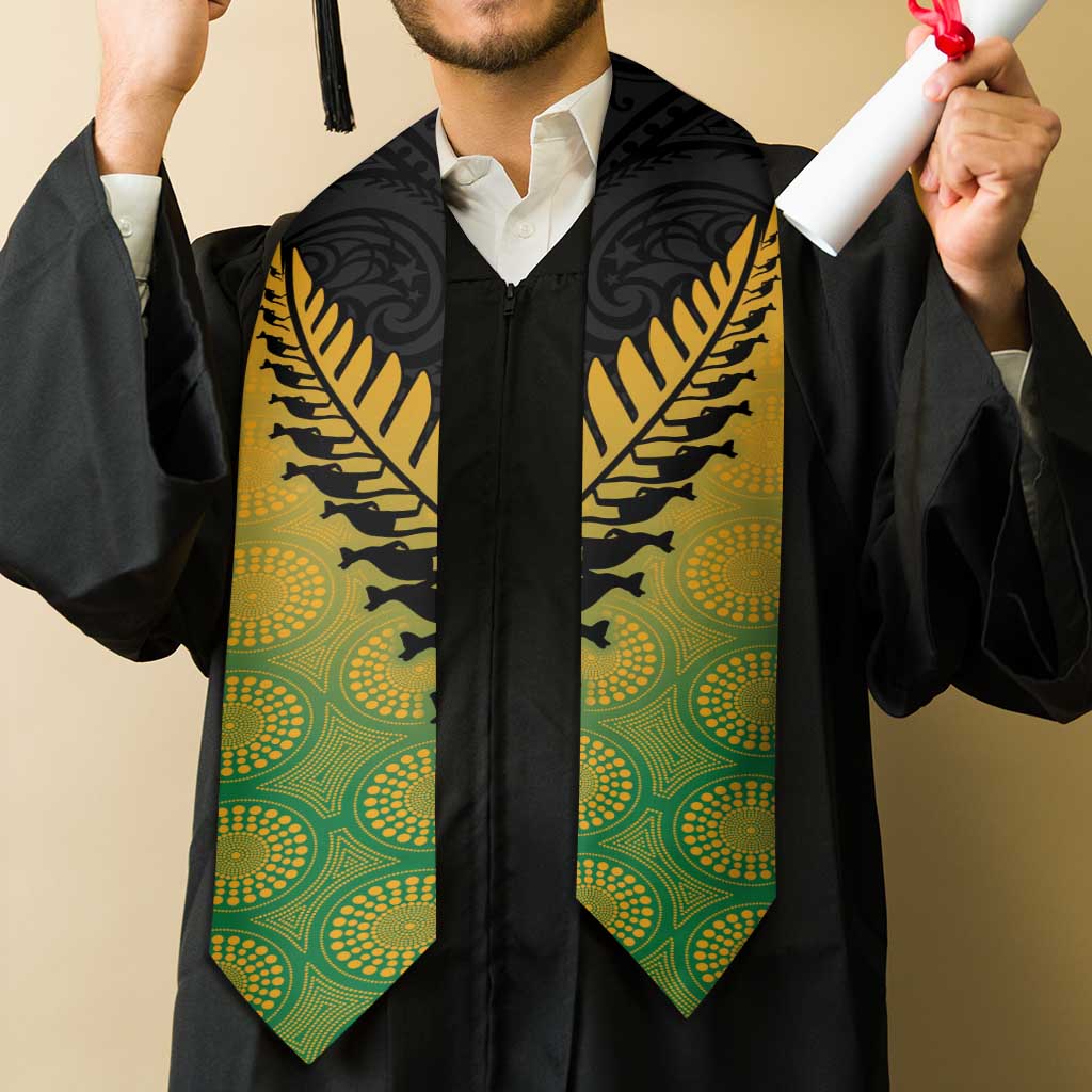 Australia New Zealand Rugby Graduation Stole Gradient Aboriginal Wallabies and Maori Black Fern - Aussie Hoodie