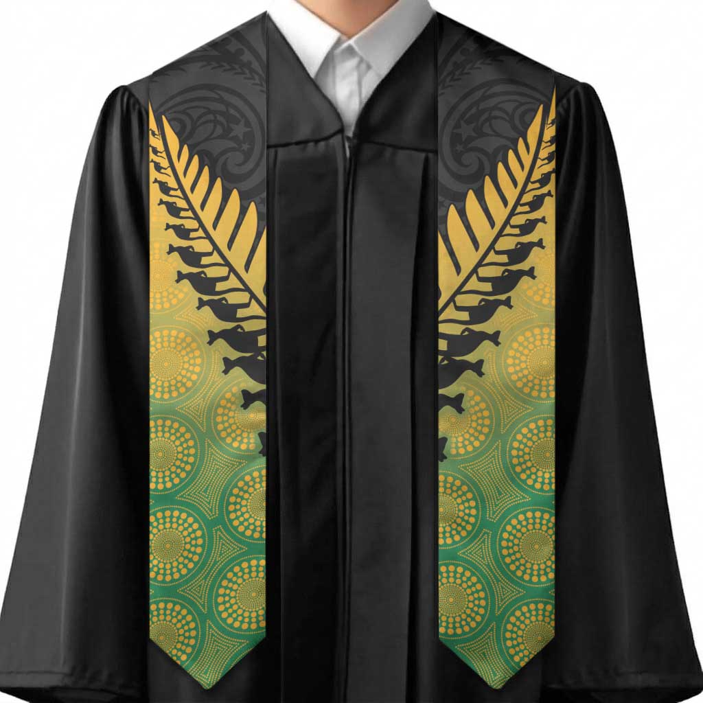 Australia New Zealand Rugby Graduation Stole Gradient Aboriginal Wallabies and Maori Black Fern - Aussie Hoodie