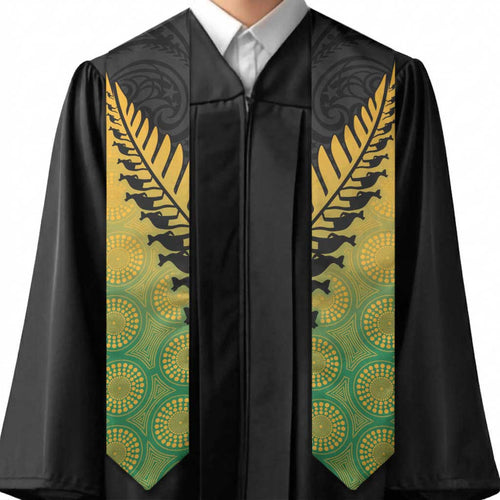Australia New Zealand Rugby Graduation Stole Gradient Aboriginal Wallabies and Maori Black Fern - Aussie Hoodie