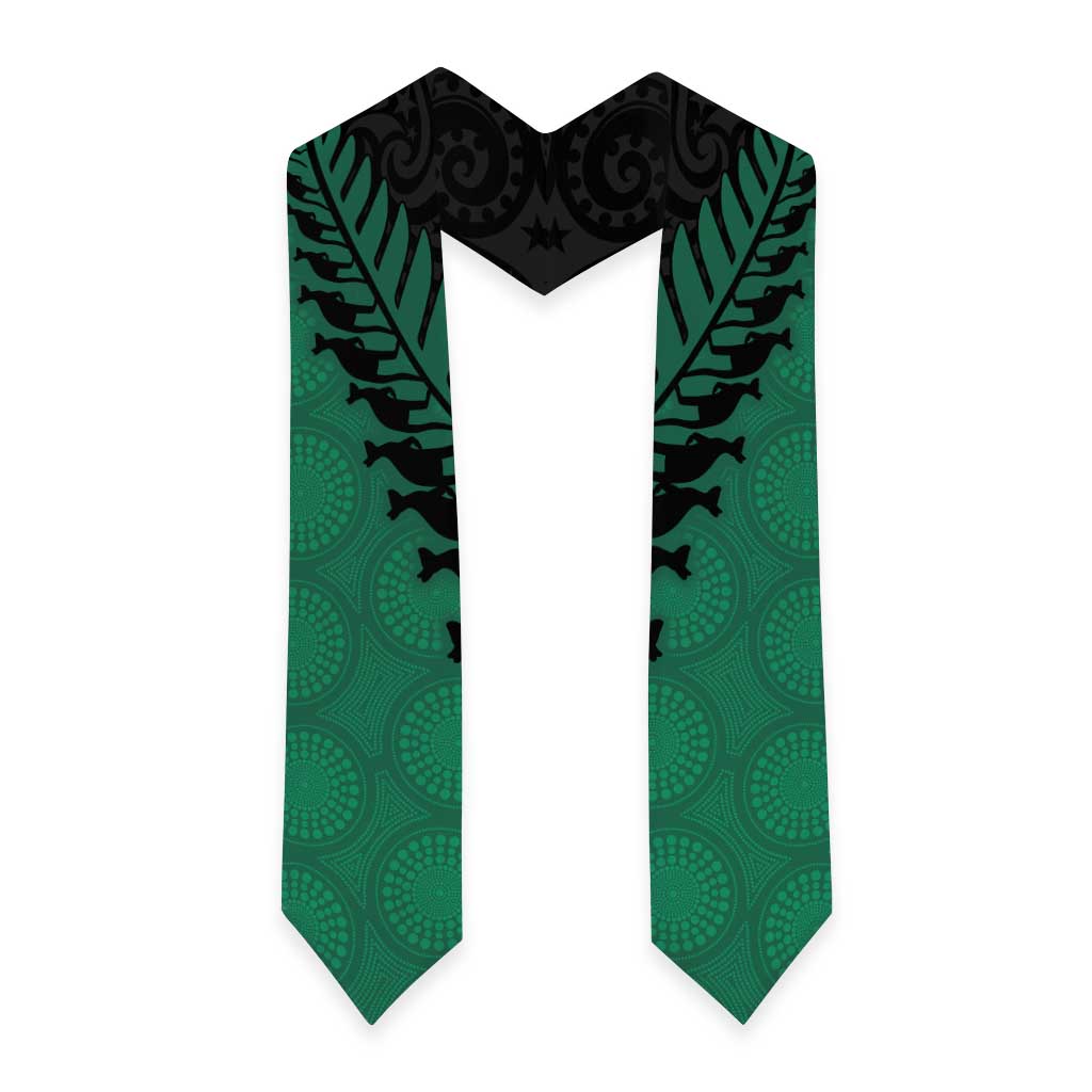 Australia New Zealand Rugby Graduation Stole Green Aboriginal Wallabies and Maori Black Fern - Aussie Hoodie