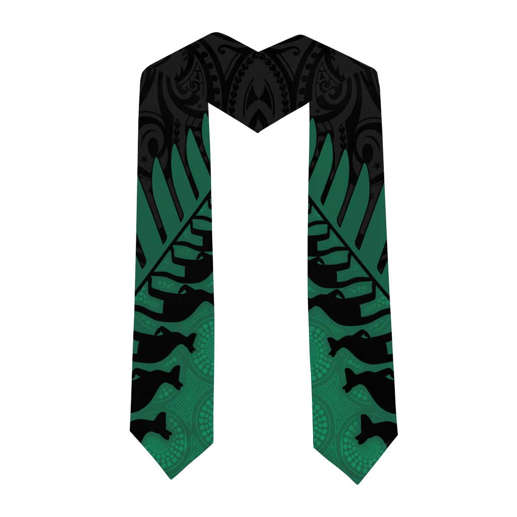 Australia New Zealand Rugby Graduation Stole Green Aboriginal Wallabies and Maori Black Fern - Aussie Hoodie