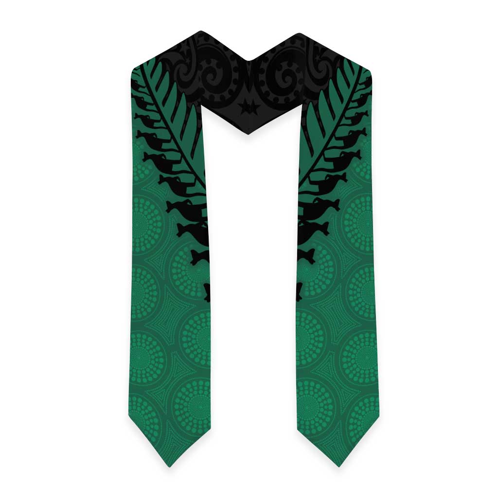 Australia New Zealand Rugby Graduation Stole Green Aboriginal Wallabies and Maori Black Fern - Aussie Hoodie