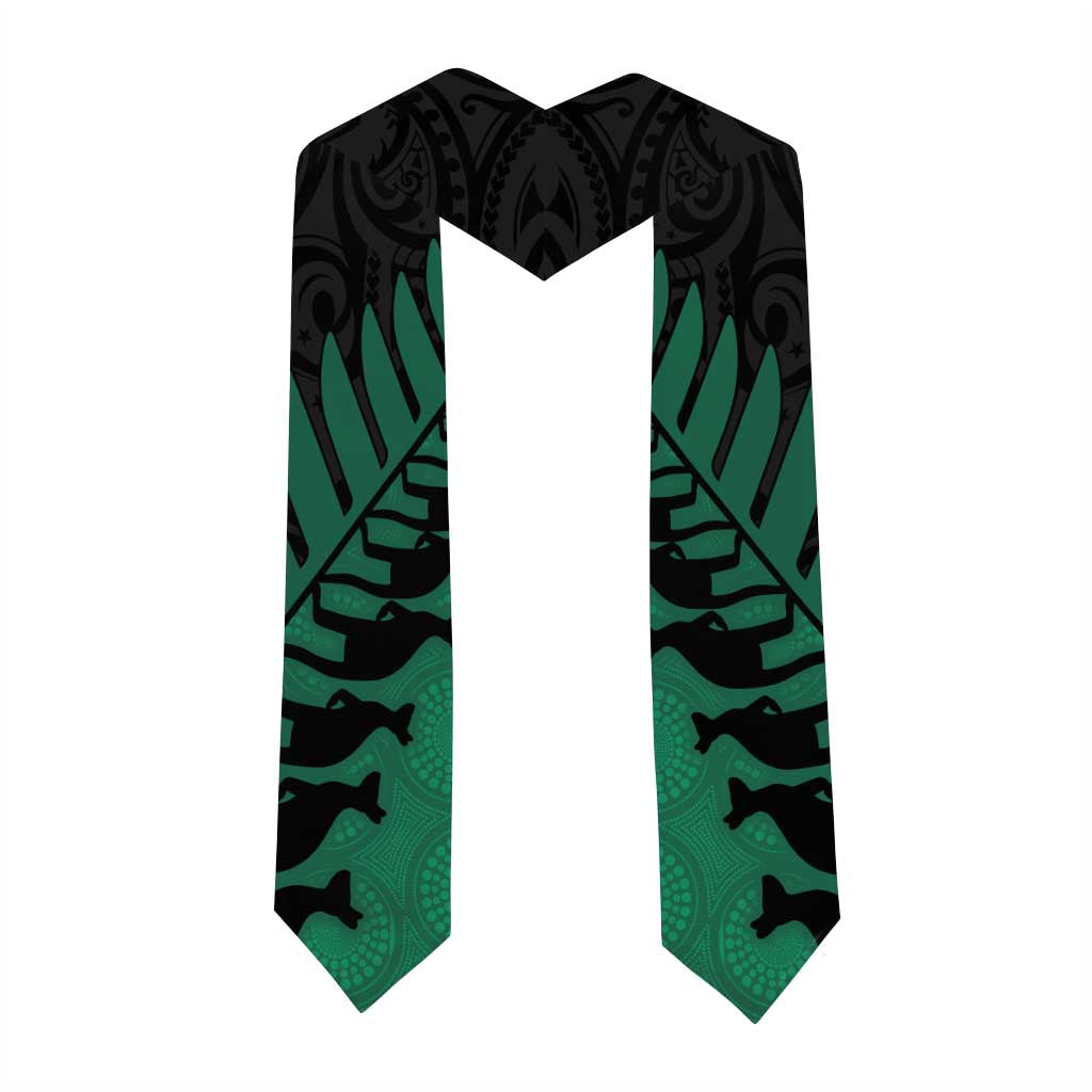 Australia New Zealand Rugby Graduation Stole Green Aboriginal Wallabies and Maori Black Fern - Aussie Hoodie