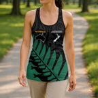 Australia New Zealand Rugby Hollow Tank Top Green Aboriginal Wallabies and Maori Black Fern - Aussie Hoodie