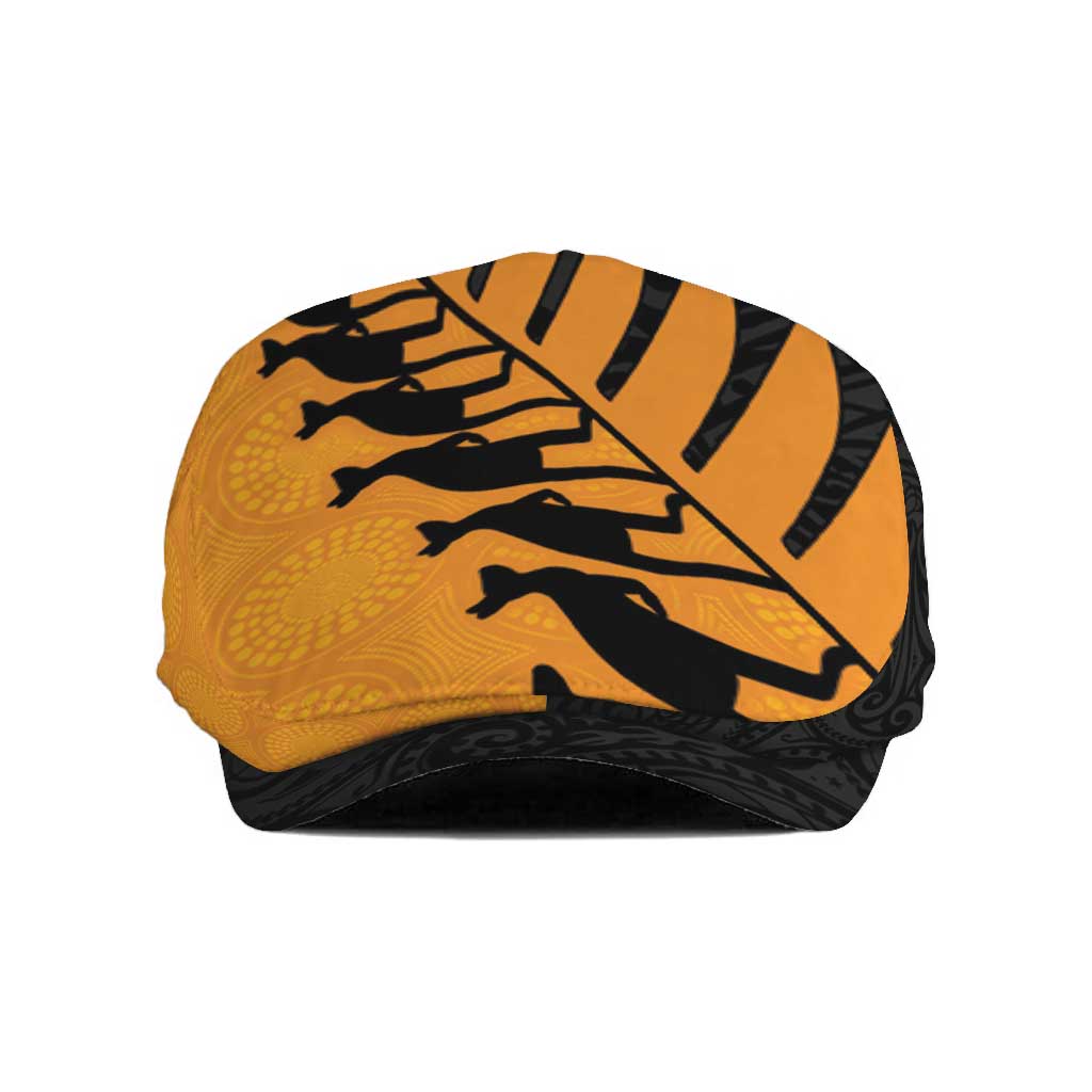 Australia New Zealand Rugby Jeff Hat Gold Aboriginal Wallabies and Maori Black Fern - Aussie Hoodie
