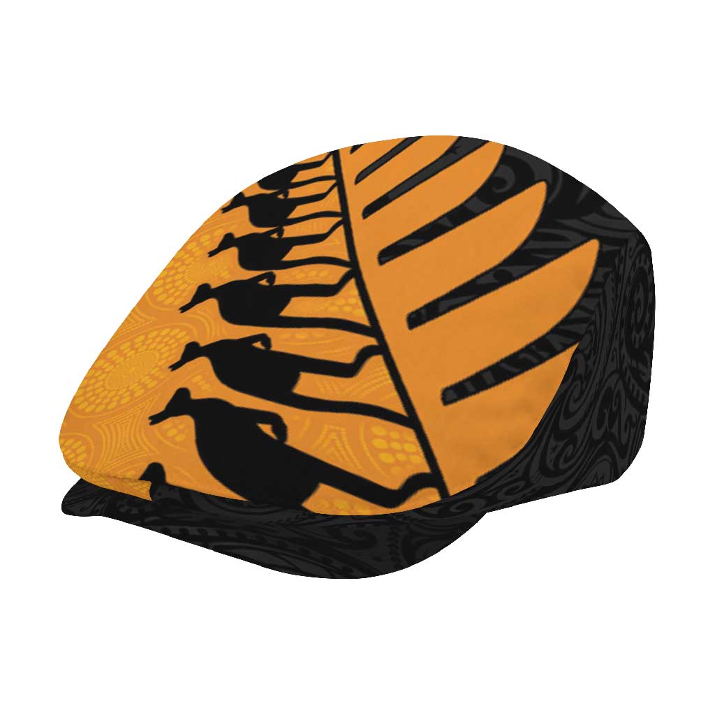 Australia New Zealand Rugby Jeff Hat Gold Aboriginal Wallabies and Maori Black Fern - Aussie Hoodie