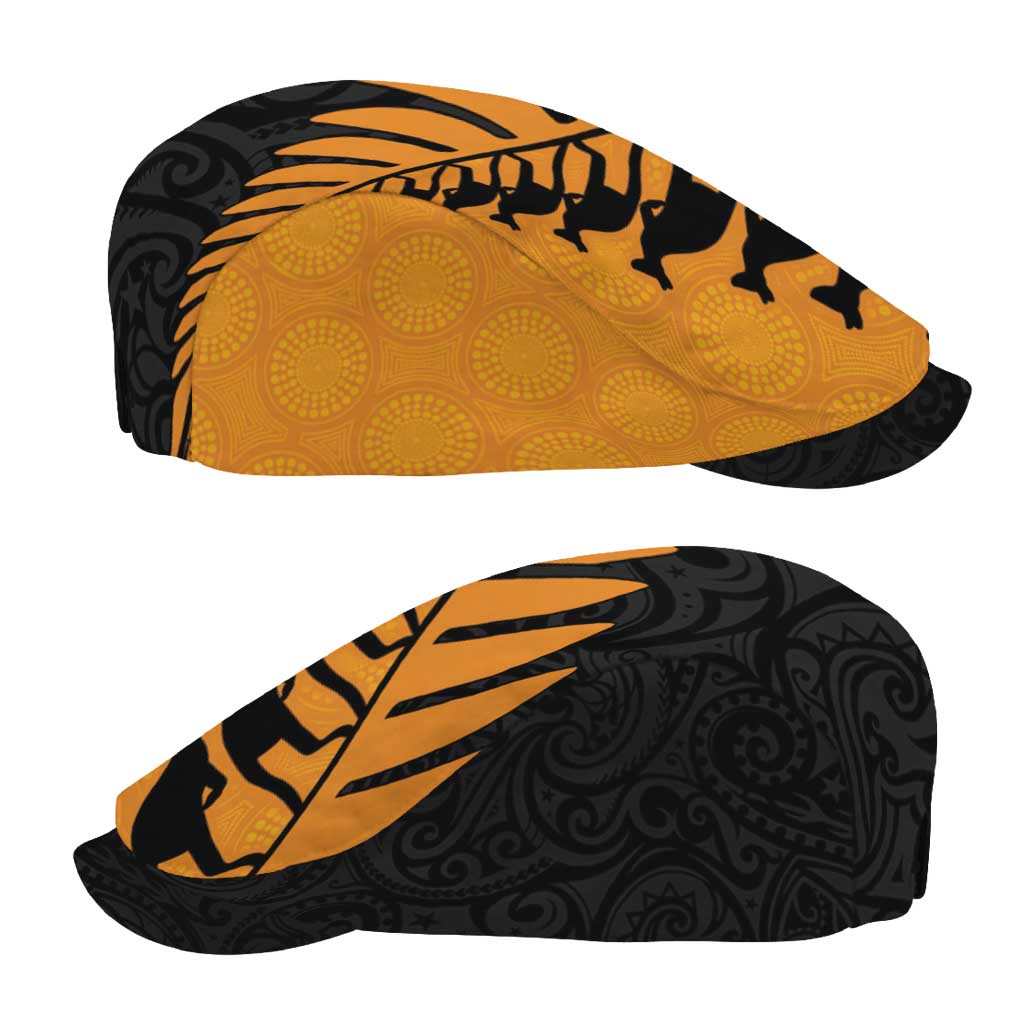 Australia New Zealand Rugby Jeff Hat Gold Aboriginal Wallabies and Maori Black Fern - Aussie Hoodie