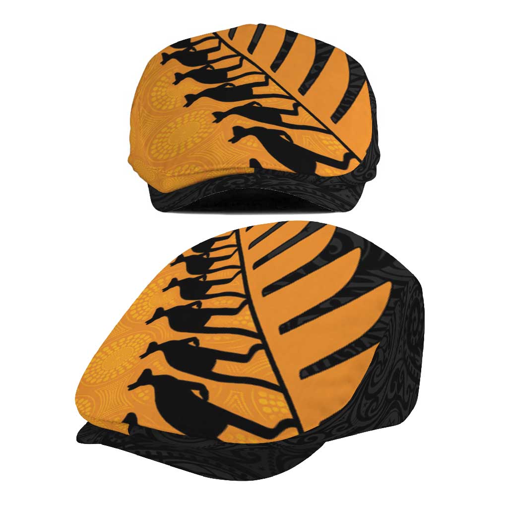 Australia New Zealand Rugby Jeff Hat Gold Aboriginal Wallabies and Maori Black Fern - Aussie Hoodie