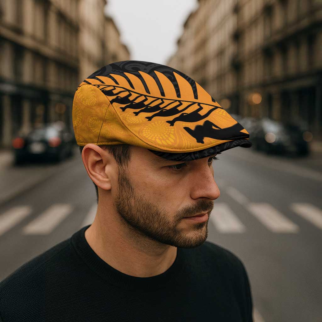 Australia New Zealand Rugby Jeff Hat Gold Aboriginal Wallabies and Maori Black Fern - Aussie Hoodie