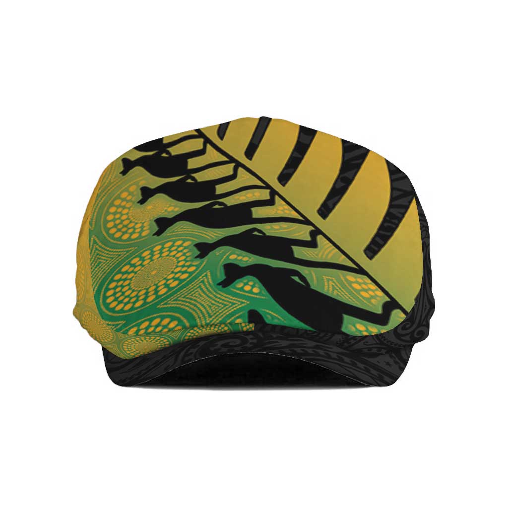 Australia New Zealand Rugby Jeff Hat Gradient Aboriginal Wallabies and Maori Black Fern - Aussie Hoodie