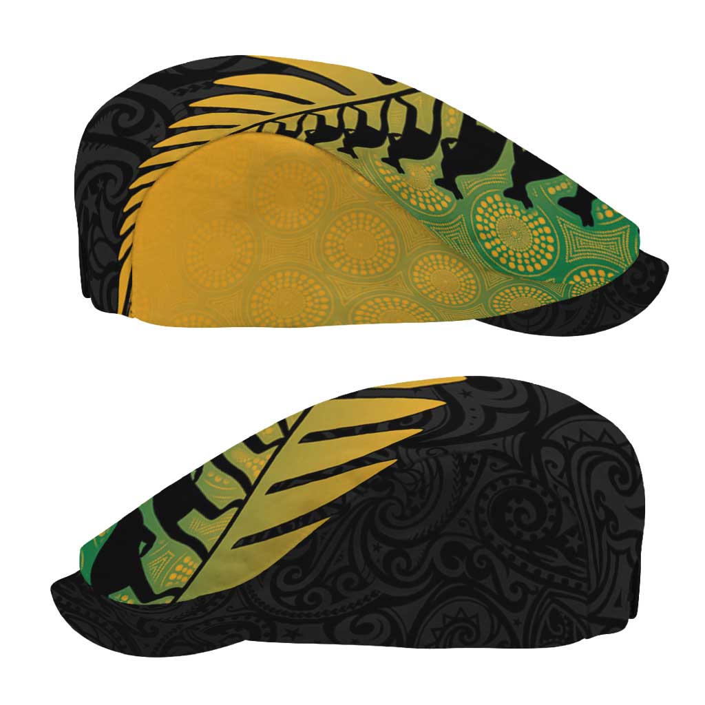 Australia New Zealand Rugby Jeff Hat Gradient Aboriginal Wallabies and Maori Black Fern - Aussie Hoodie