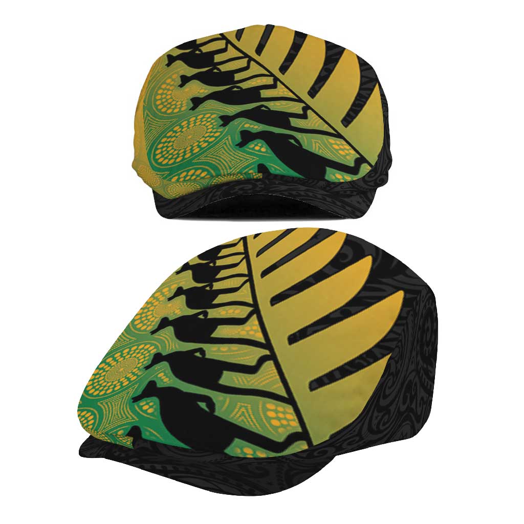 Australia New Zealand Rugby Jeff Hat Gradient Aboriginal Wallabies and Maori Black Fern - Aussie Hoodie
