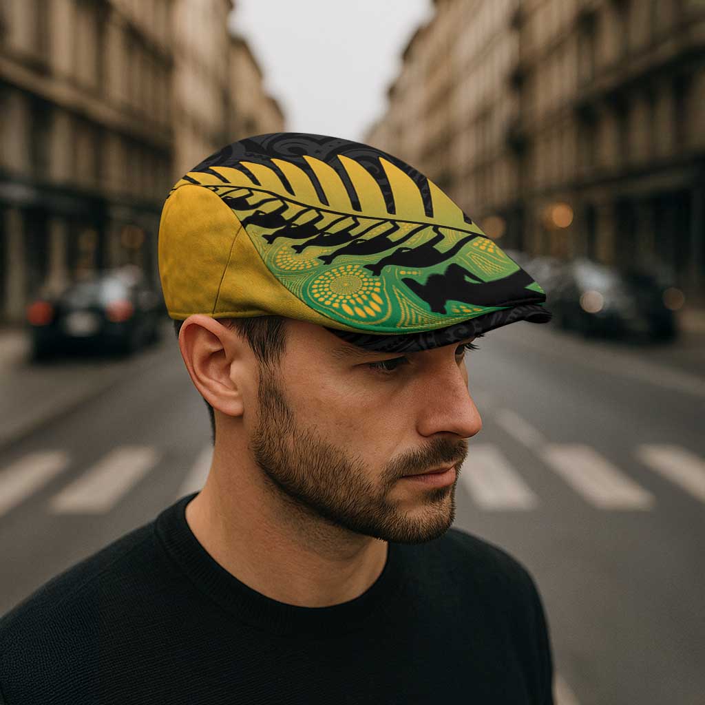 Australia New Zealand Rugby Jeff Hat Gradient Aboriginal Wallabies and Maori Black Fern - Aussie Hoodie