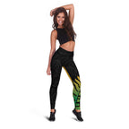 Australia New Zealand Rugby Leggings Gradient Aboriginal Wallabies and Maori Black Fern - Aussie Hoodie