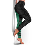 Australia New Zealand Rugby Leggings Green Aboriginal Wallabies and Maori Black Fern - Aussie Hoodie