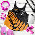 Australia New Zealand Rugby Women Racerback Tank Gold Aboriginal Wallabies and Maori Black Fern - Aussie Hoodie