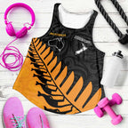 Australia New Zealand Rugby Women Racerback Tank Gold Aboriginal Wallabies and Maori Black Fern - Aussie Hoodie