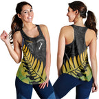 Australia New Zealand Rugby Women Racerback Tank Gradient Aboriginal Wallabies and Maori Black Fern - Aussie Hoodie