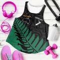 Australia New Zealand Rugby Women Racerback Tank Green Aboriginal Wallabies and Maori Black Fern - Aussie Hoodie