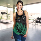 Australia New Zealand Rugby Women Racerback Tank Green Aboriginal Wallabies and Maori Black Fern - Aussie Hoodie