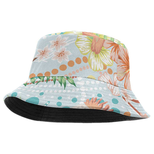 Australia Pink Cockatoo Aboriginal Art Bucket Hat Tropical Hibiscus Floral Style