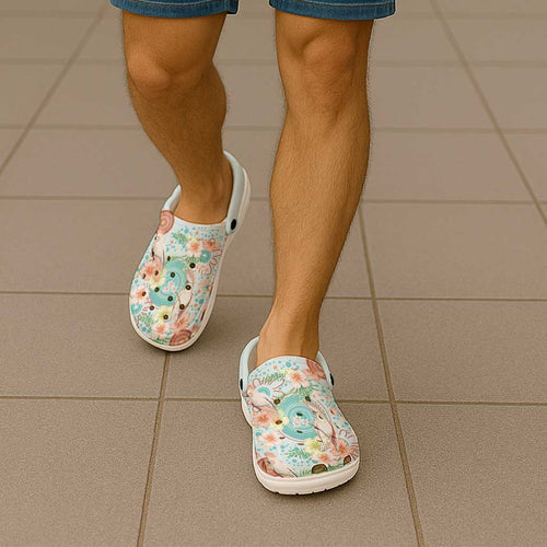 Australia Pink Cockatoo Aboriginal Art Clogs Shoes Tropical Hibiscus Floral Style