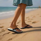 Australia Pink Cockatoo Aboriginal Art Flip Flops Tropical Hibiscus Floral Style