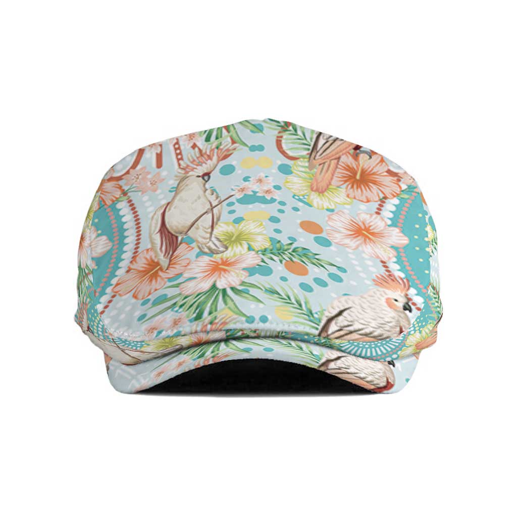 Australia Pink Cockatoo Aboriginal Art Jeff Hat Tropical Hibiscus Floral Style