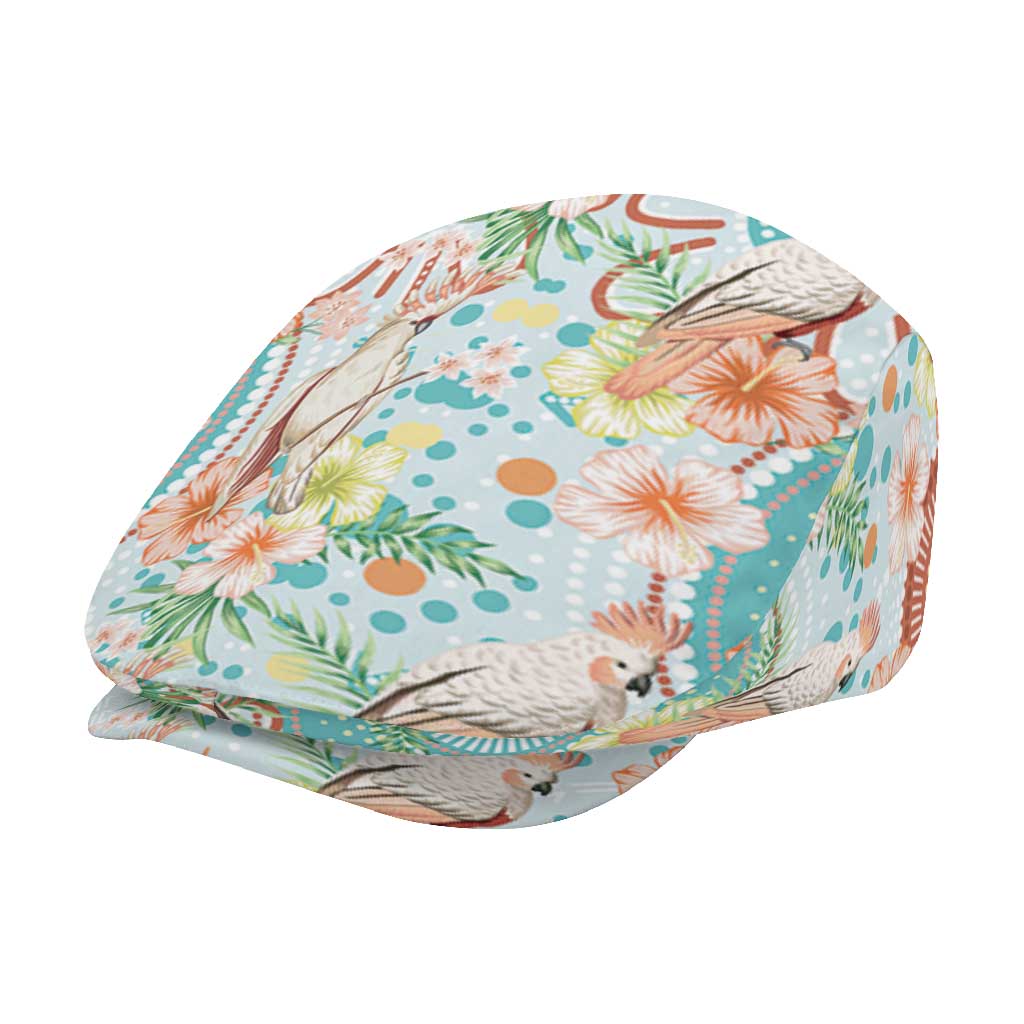 Australia Pink Cockatoo Aboriginal Art Jeff Hat Tropical Hibiscus Floral Style