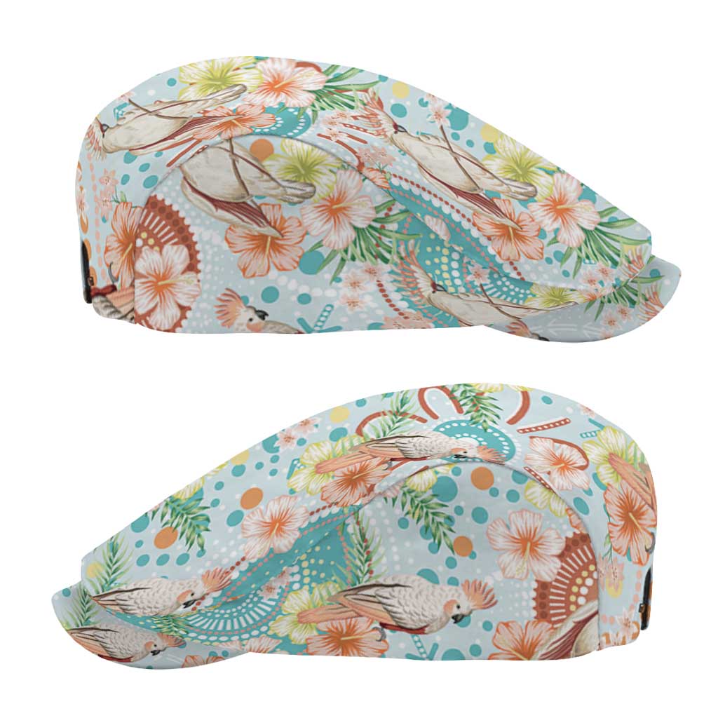 Australia Pink Cockatoo Aboriginal Art Jeff Hat Tropical Hibiscus Floral Style